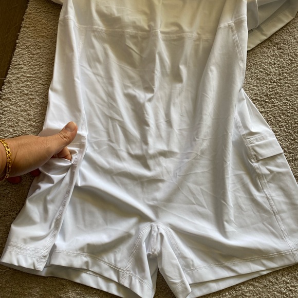 NWT Outdoor Voices One Shoulder Dress, white. Built in shorts, interior pockets - Picture 2 of 5